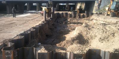 Устройство шпунтового ограждения при реконструкции проспекта в Минске
